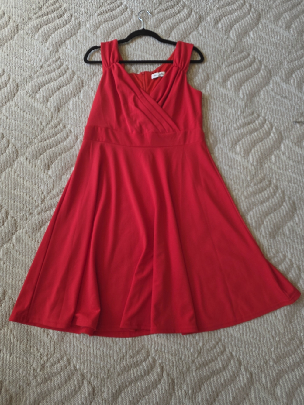 Grace Karin Red V-Neck Fit-and-Flare Dress